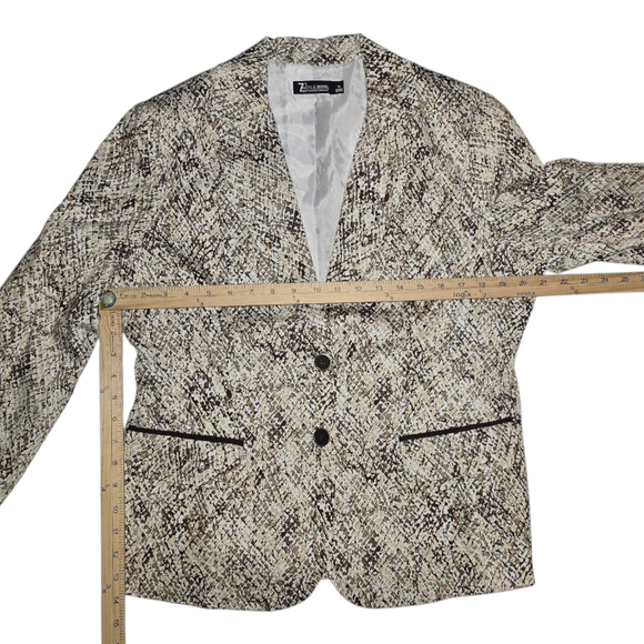 Women's 7th Avenue NY & Company Suiting Blazer, SZ 14, Beige/Brown Python Print - Picture 5 of 8